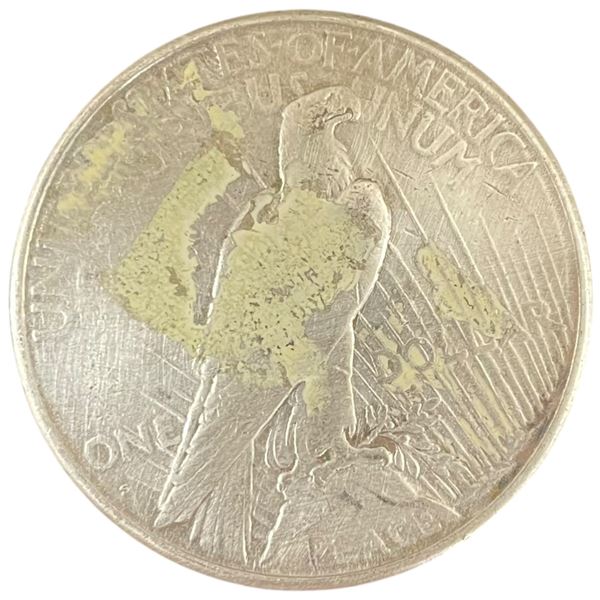1926 US Peace Silver Dollar Coin - 90% Silver -  San Francisco Mint - Circulated (some sticker resid