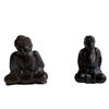Image 2 : Group of Asian Collectibles - 2 Japanese Style Seated Buddhas, Pottery Ram, 12" tall Wood Bird, and 