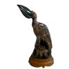 Image 4 : Group of Asian Collectibles - 2 Japanese Style Seated Buddhas, Pottery Ram, 12" tall Wood Bird, and 