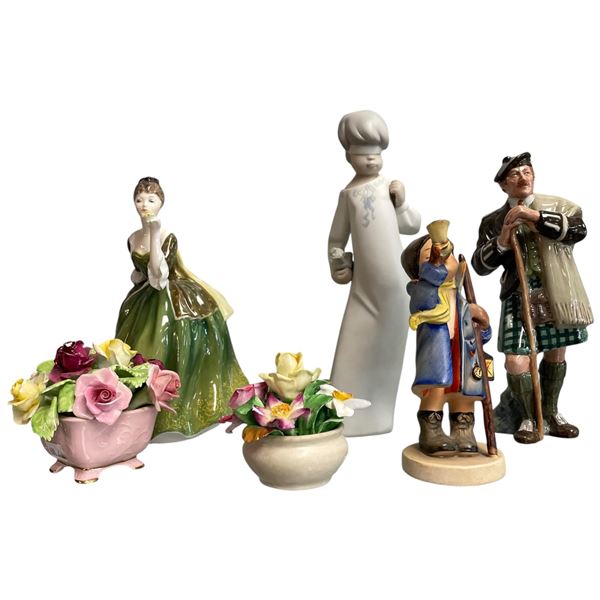 Group of China and Porcelain Figurines - Royal Doulton, Coalport, Hummel and more (Tallest is 10")