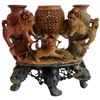 Image 1 : Hand-Carved Chinese Soapstone (or Shoushan stone) Incense Burner with Foo Dogs Design (4" x 8" x 7" 