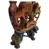 Image 2 : Hand-Carved Chinese Soapstone (or Shoushan stone) Incense Burner with Foo Dogs Design (4" x 8" x 7" 
