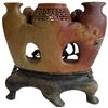 Image 3 : Hand-Carved Chinese Soapstone (or Shoushan stone) Incense Burner with Foo Dogs Design (4" x 8" x 7" 