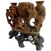 Image 4 : Hand-Carved Chinese Soapstone (or Shoushan stone) Incense Burner with Foo Dogs Design (4" x 8" x 7" 