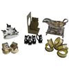 Image 1 : Group of Napkin Rings, Metal Owl Bookend and Silver Plated Sauce Boat