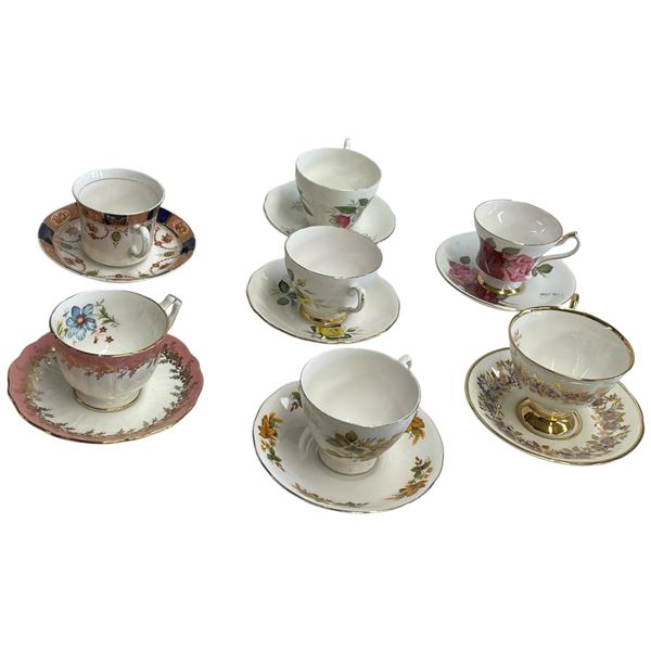 7 Vintage English China Teacups