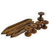 Image 1 : 3 Vintage Wood Boat Shuttles and 6 Wood Bobbins for Weaving