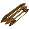 Image 2 : 3 Vintage Wood Boat Shuttles and 6 Wood Bobbins for Weaving