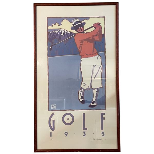 1988 Signed & Numbered Michael Cassidy Framed Serigraph Print "Golf 1935" - #1/500 (frame dimensions