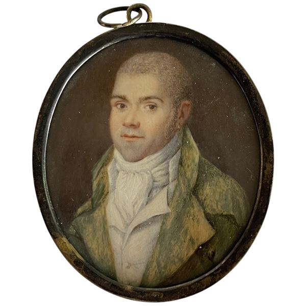 Biannca Boni Painted Portrait Miniature of a Gentleman, likely from the Regency period - Believed to