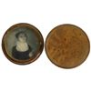 Image 3 : Antique Keepsake Box with Miniature Portrait of a Lady on Ivorine - Round lidded box is horn or tort