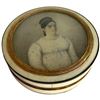 Image 1 : Antique Keepsake Box with Miniature Portrait of a Lady on Ivorine - Georgian or Regency - Round lidd