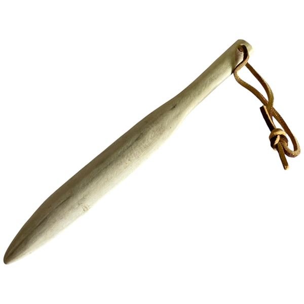 9" Hand-Carved Bone Knife with Leather Thong Handle