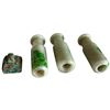 Image 2 : 3 Vintage Chinese Jade or Jadeite Cigarette Holders & 1 Bronze Seal ( Cigarette holders are 2" long)