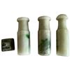 Image 1 : 3 Vintage Chinese Jade or Jadeite Cigarette Holders & 1 Bronze Seal ( Cigarette holders are 2" long)