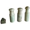 Image 3 : 3 Vintage Chinese Jade or Jadeite Cigarette Holders & 1 Bronze Seal ( Cigarette holders are 2" long)