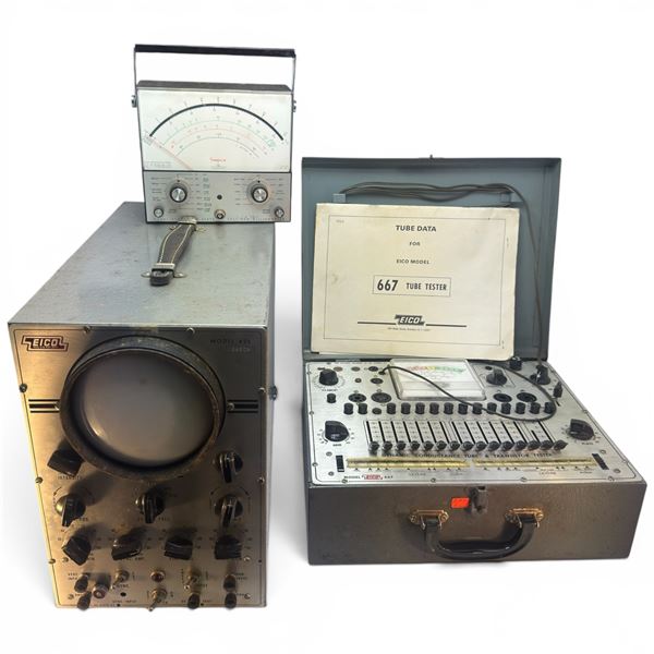 EICO Model 425 Oscilloscope EICO Model 667 Tube Tester & Simpson Model 314 Volt Ohm Milliammeter