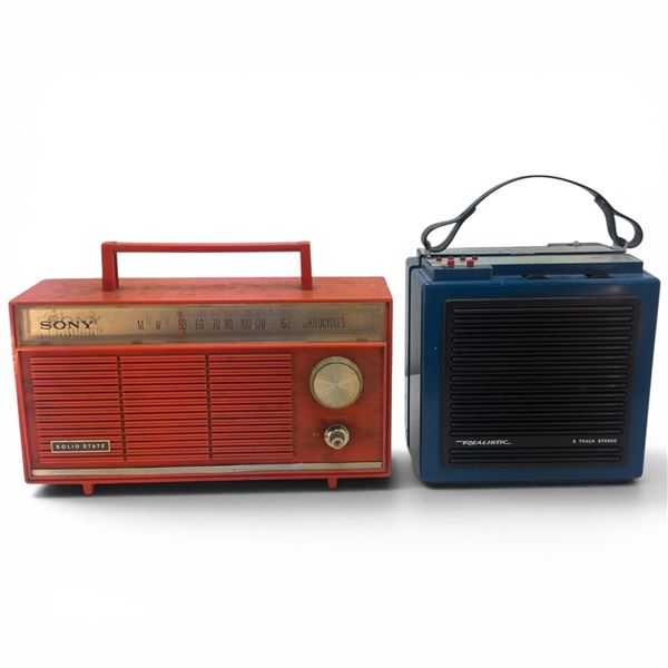 Realistic Prtiplay Model 14-904 8 Track Stereo & Sony Model BR-42 Six Transistor Radio