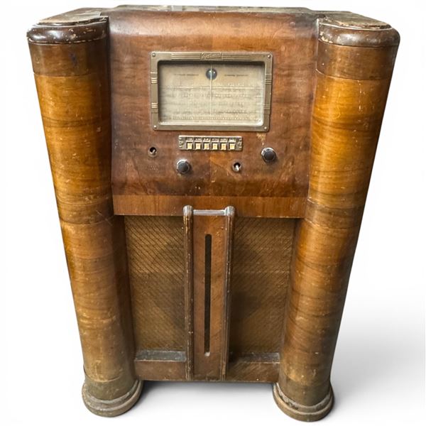 Marconi Model 168 Console Radio Wood Cabinet AM SW 1930s