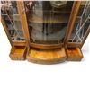 Image 4 : Edwardian Quarter Sawn Oak Bow Front Display Cabinet with Leaded Glass Panels - 15" x 44" x 61" tall