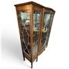 Image 5 : Edwardian Quarter Sawn Oak Bow Front Display Cabinet with Leaded Glass Panels - 15" x 44" x 61" tall