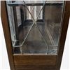 Image 9 : Edwardian Quarter Sawn Oak Bow Front Display Cabinet with Leaded Glass Panels - 15" x 44" x 61" tall