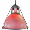 Image 3 : Vintage Industrial Holophane Pendant Light Ribbed Prismatic Glass Red Bulb #2