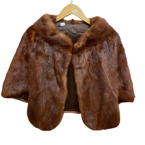 Vintage Brown Mink Fur Capelet / Stole with Satin Lining