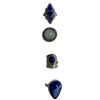 Image 1 : 4 New Rings * all stamped .925 * (Blue Druzy, Lapis, Moonstone, & Agate) Longest ring  is 28 mm * To