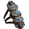 Image 2 : 4 New Rings * all stamped .925 * (Moonstones, Onyx & Crystals) Longest ring  is 34 mm * Total weight
