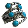 Image 2 : 4 New Rings * all stamped .925 * (Turquoise and Blue Agate) Longest ring  is 45 mm * Total weight: 4