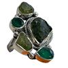 Image 2 : 4 New Rings * all stamped .925 * (Peridot Crystal, Mother of Pearl, Green Agate & More) Longest ring