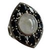 Image 3 : 4 New Rings * all stamped .925 * (Combinations of Faceted Crystals with Marcasite, or Moonstone) Lon