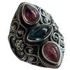 Image 3 : 4 New Rings * all stamped .925 * (Carnelian, Garnet and Semiprecious Agates) Longest ring  is 31 mm