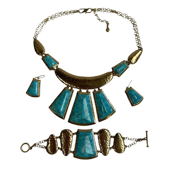 Barse Collar Necklace with Matching Bracelet & Earrings