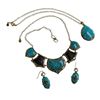 Image 1 : 2 Gold Plated Barse Turquoise Necklaces & 1 Pair of Earrings (Teardrop Pendant is 34 x 45mm)