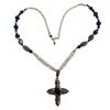 Image 2 : Barse Gold Plated Sterling Silver Cross Pendant on 26" Beaded Chain with Matching Earrings