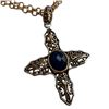 Image 3 : Barse Gold Plated Sterling Silver Cross Pendant on 26" Beaded Chain with Matching Earrings