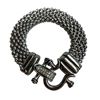 Image 2 : DSMK Woven Stainless Steel Bracelet & 18" Necklace - 0.5" wide with crystal embedded clasps