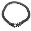 Image 3 : DSMK Woven Stainless Steel Bracelet & 18" Necklace - 0.5" wide with crystal embedded clasps