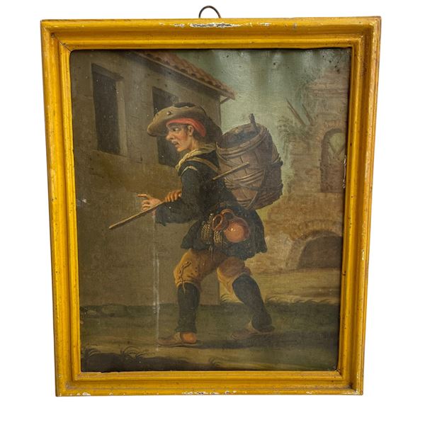 Antique Oil Painting on Canvas  - Genre Scene of Soldier- Common in 19th Century Continental  Art -