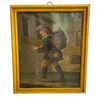 Image 1 : Antique Oil Painting on Canvas  - Genre Scene of Soldier- Common in 19th Century Continental  Art -
