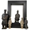 Image 1 : Open Framed Chinese Terra Cotta Warrior and His 4 Companions (Frame is 4" deep x 12" wide x 18" tall
