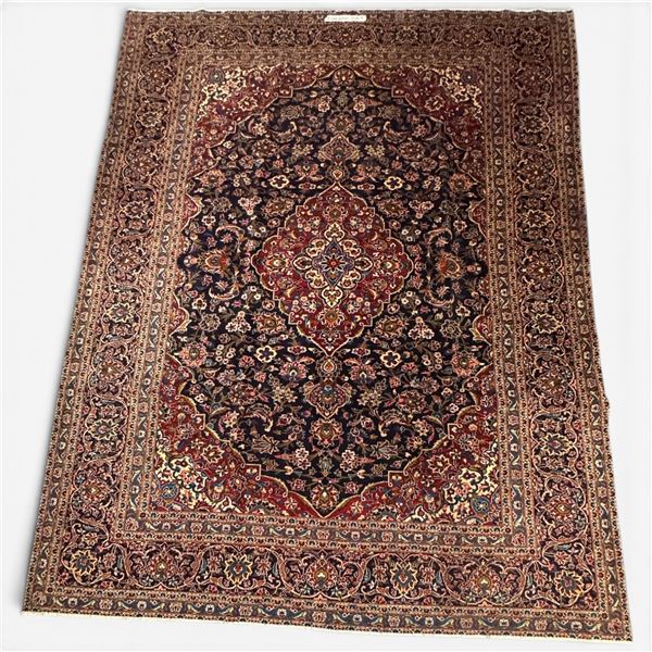 100% Hand Knotted Rug Made in Iran Kashan Region 14'x8.11" Famuse Texture W Signature Ghotbi
