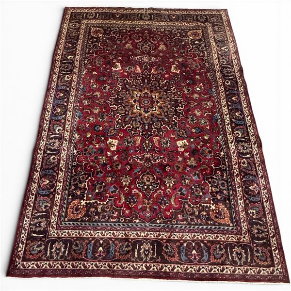100% Hand Knotted Rug Made in Iran 11'5"x8'2" Mashad Region Signed Ariya Fluffy Carpet W Natural Dye