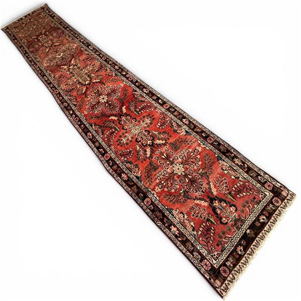 100% Hand Knotted Rug Made in Iran 17'2"x3'4" Hamedan Region Special Map Design Long Runner