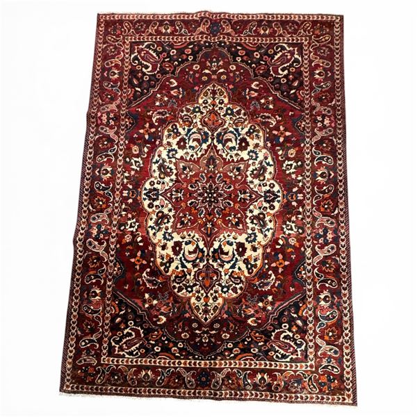 100% Hand Knotted Rug Made in Iran 10'4"x6'10" Bakhtiyar Geometric Map Sheep Wool Fluffy Natural Dye