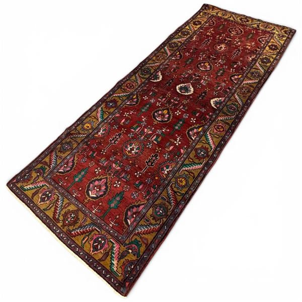 100% Hand Knotted Made in Iran 10'9"x4' Runner Ardebil Region Antique Rare Map Sheepwool Natural Dye