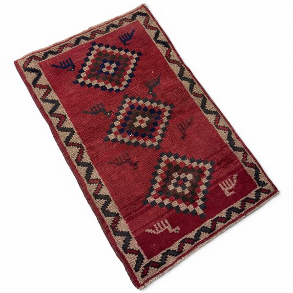 100% Hand Knotted Rug Made in Iran 4'x8' Shiraz Regio Geometric Map Fluffy Wool Root