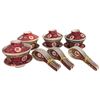Image 1 : Chinese Porcelain Lidded Rice bowls and Spoons with Mun Shou Longevity Pattern